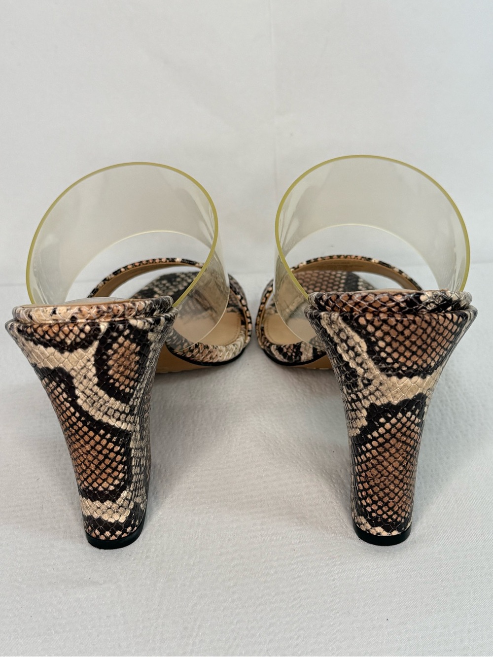 Vince Camuto Clear-strap Snake Print Slide Sandals - Beige & Black - Picture 3 of 8